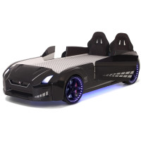 Ліжко машина чорна з підсвічуванням Порше-911